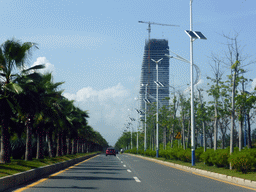 Haitang North Road with one of the resorts, viewed from the car