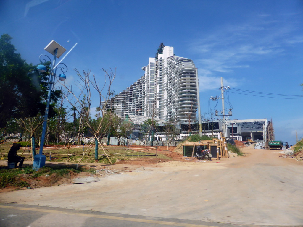 One of the resorts at Haitang North Road, viewed from the car