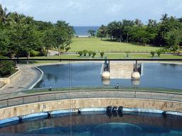 Pond, garden and beach of the InterContinental Sanya Haitang Bay Resort, viewed from the upper floor