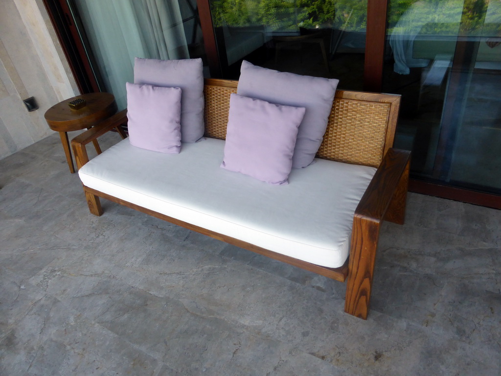 Sofa on the balcony of our room at the InterContinental Sanya Haitang Bay Resort