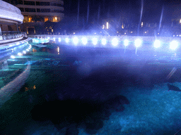 Top side of the aquarium of the Aqua restaurant at the InterContinental Sanya Haitang Bay Resort, by night