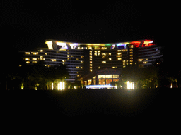 The back side of the InterContinental Sanya Haitang Bay Resort, viewed from the garden, by night