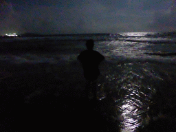 Miaomiao on the beach of the InterContinental Sanya Haitang Bay Resort, by night