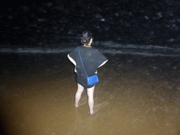 Miaomiao on the beach of the InterContinental Sanya Haitang Bay Resort, by night
