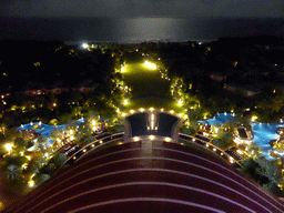 Swimming pool, garden and beach of the InterContinental Sanya Haitang Bay Resort, viewed from the top floor, by night