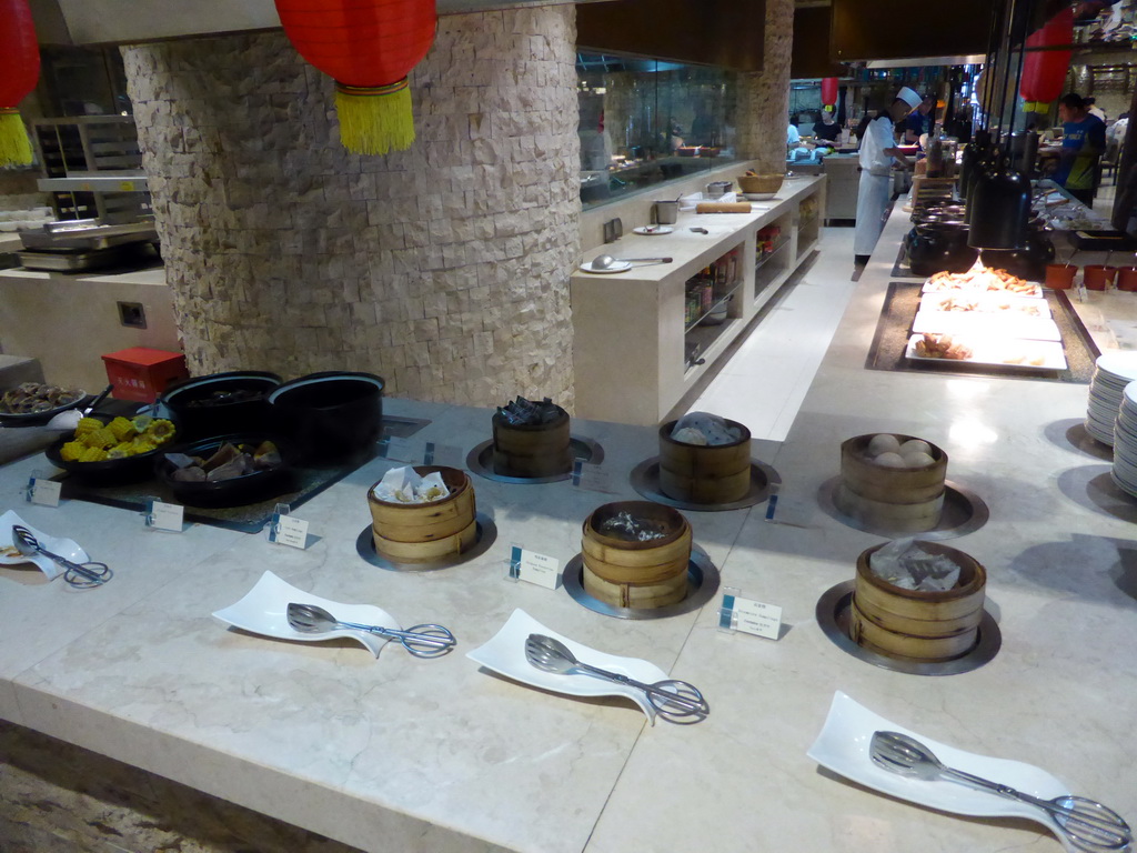 Buffet tables at the Cove restaurant at the InterContinental Sanya Haitang Bay Resort