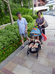 Max and Miaomiao`s parents in the garden of the InterContinental Sanya Haitang Bay Resort