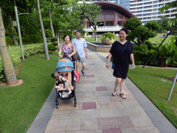Miaomiao, Max and Miaomiao`s parents in the garden of the InterContinental Sanya Haitang Bay Resort