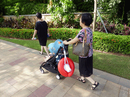 Miaomiao, Max and Miaomiao`s mother in the garden of the InterContinental Sanya Haitang Bay Resort