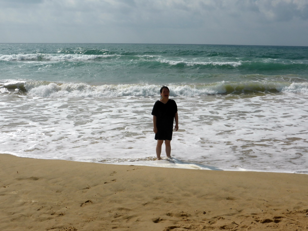 Miaomiao at the beach of the InterContinental Sanya Haitang Bay Resort