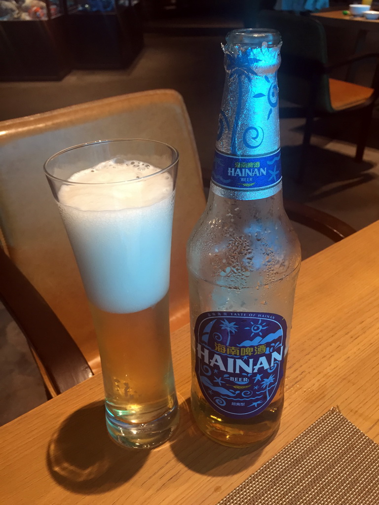 Hainan beer at the Aqua restaurant at the InterContinental Sanya Haitang Bay Resort