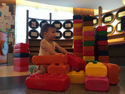 Max playing with blocks in the Play Room of the InterContinental Sanya Haitang Bay Resort