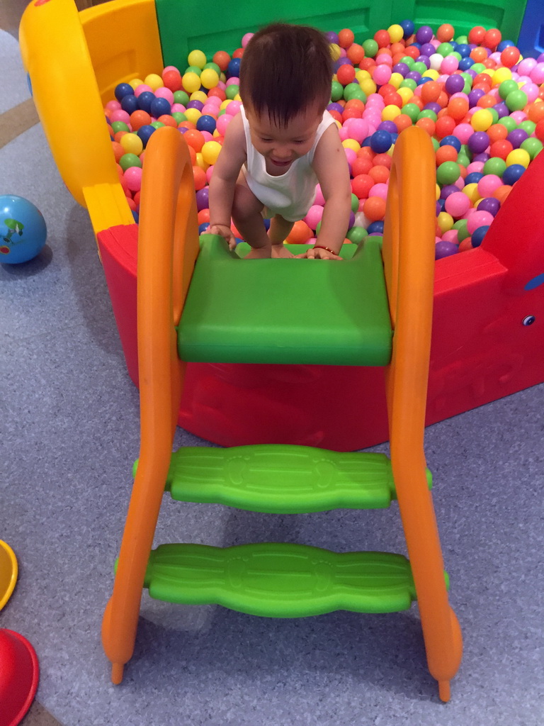 Max playing in the ball pit in the Play Room of the InterContinental Sanya Haitang Bay Resort