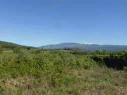 The Mont Ventoux mountain and surroundings, viewed from the D942 road from Avignon