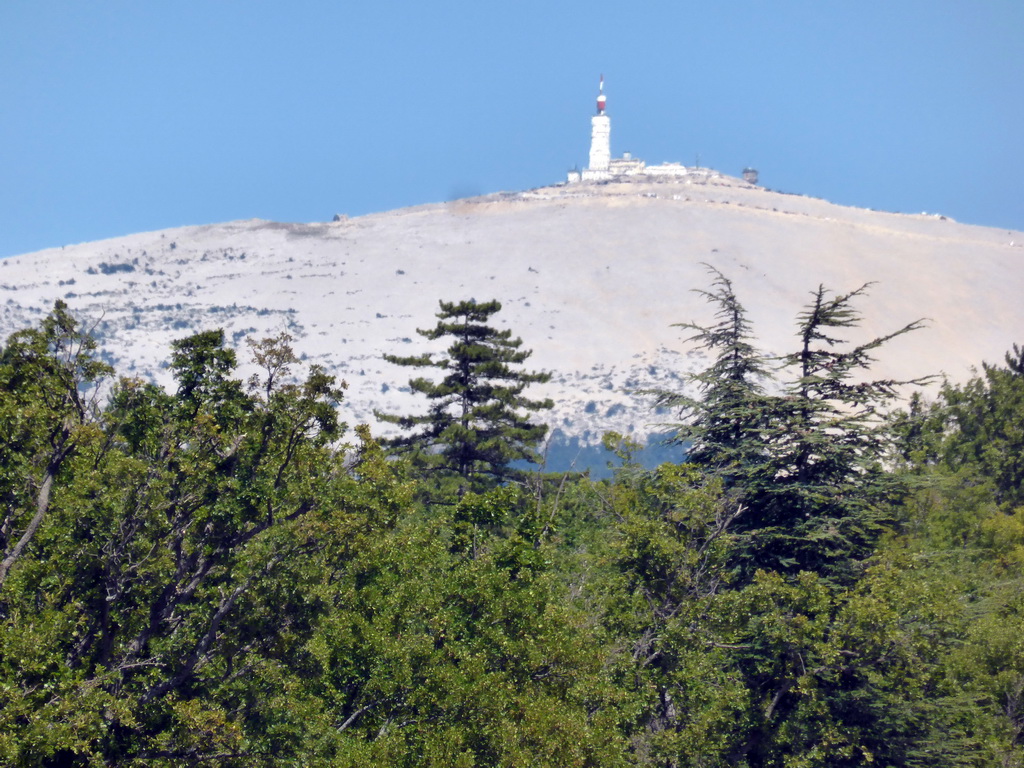 The lighthouse on top of the Mont Ventoux mountain, viewed from a parking place along the D942 road from Avignon
