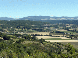 Hills and lavender fields, viewed from a viewing point along the D1 road from Avignon