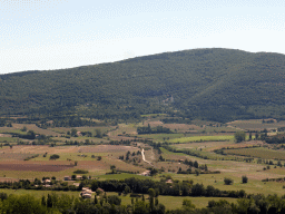 Hills and lavender fields, viewed from a viewing point along the D1 road from Avignon