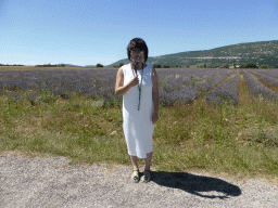 Miaomiao in a lavender field at the west side of the town
