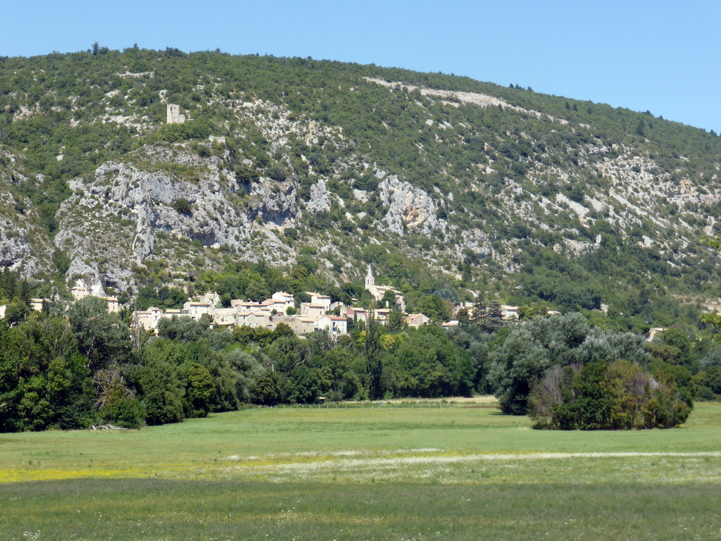 Grasslands and the town of Monieux