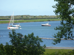 The Brouwersdam and boats in the Grevelingenmeer lake, viewed from the staircase from the Rampweg road to the West Repart beach