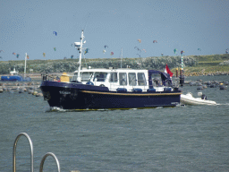 The Brouwersdam, kites and the Wotan boat in the Grevelingenmeer lake, viewed from the West Repart beach