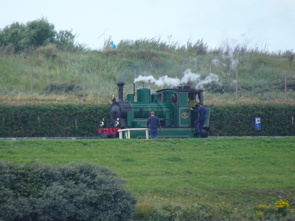 Steam locomotive at the Brouwersdam, viewed from the West Repart beach