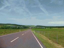 Grasslands next to the Iewescht Strooss street near Mompach, viewed from the car