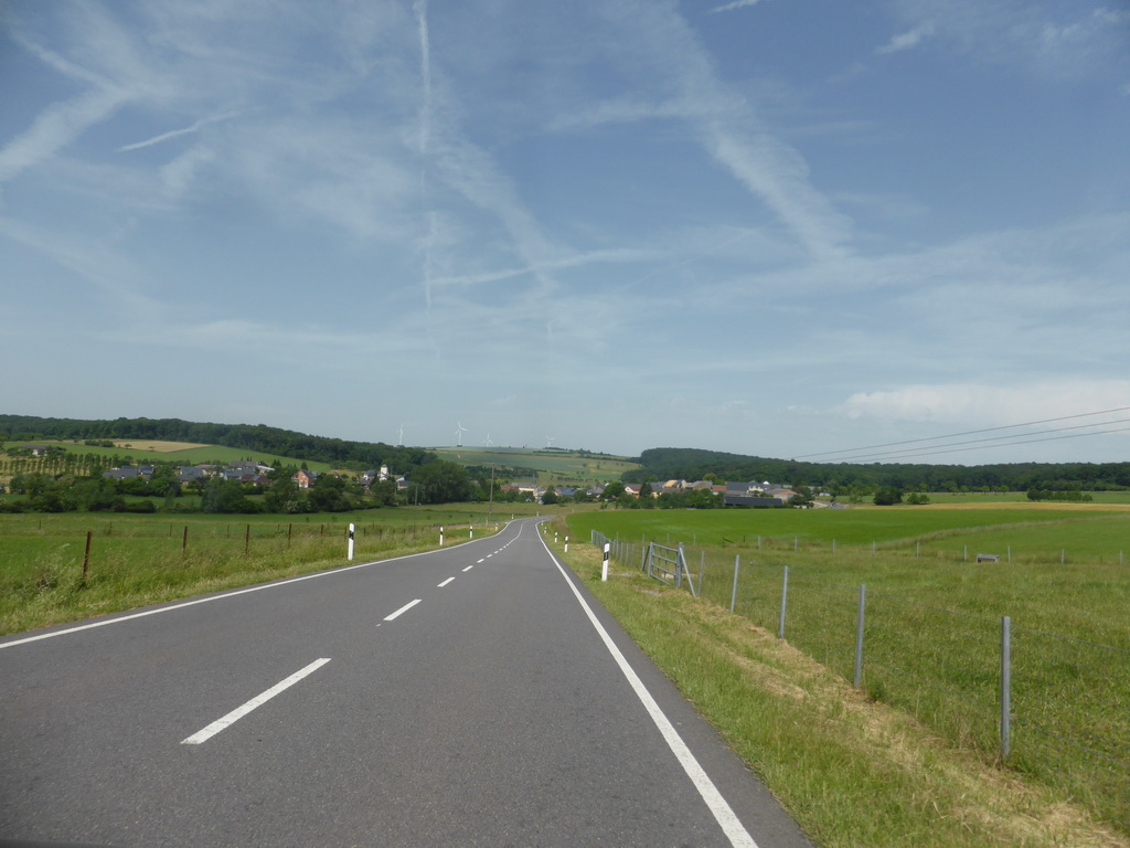 Grasslands next to the Iewescht Strooss street near Mompach, viewed from the car