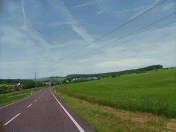 Grasslands next to the Iewescht Strooss street near Mompach, viewed from the car