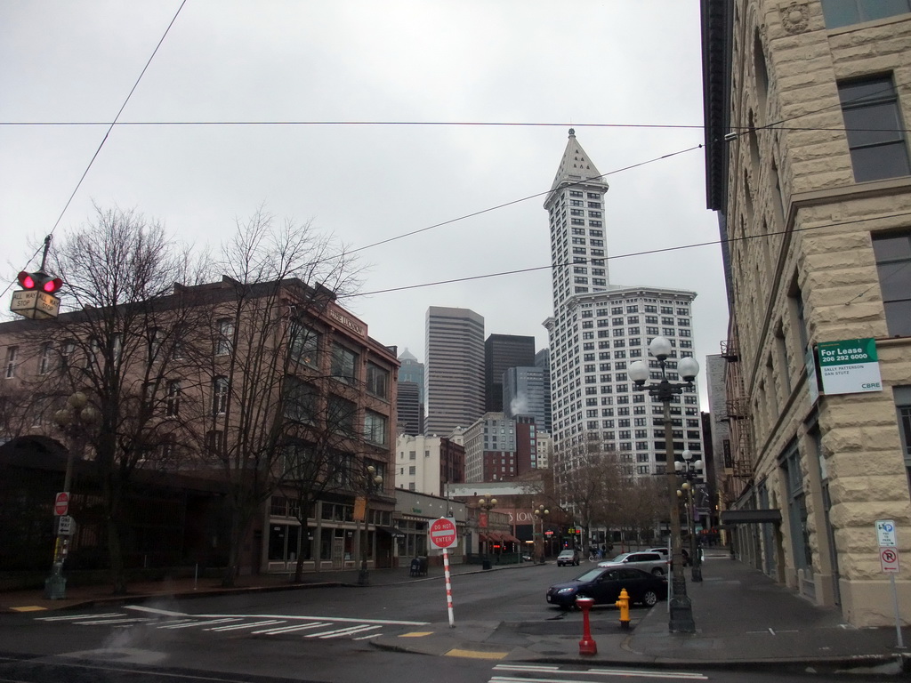2nd Avenue at Pioneer Square, with the Smith Tower