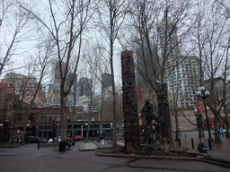 Totem poles at Occidental Park at Pioneer Square