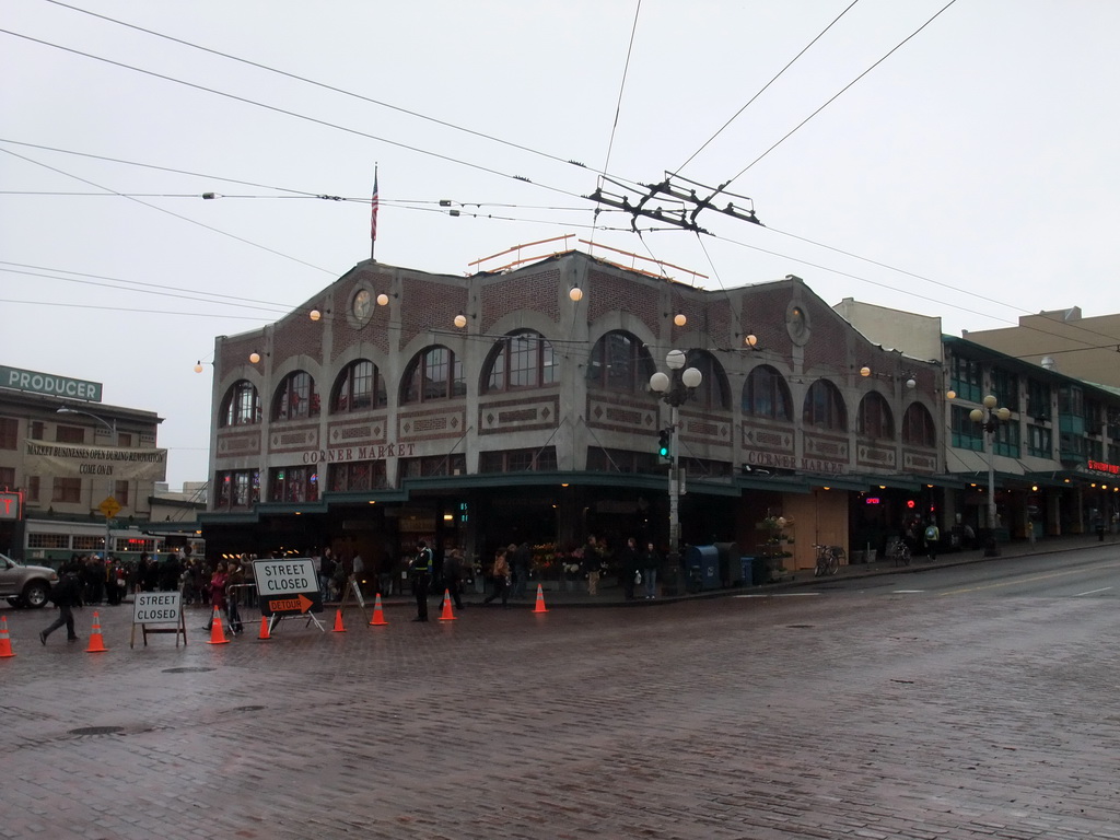 Corner Market building at the crossing of 1st Avenue and Pike Street