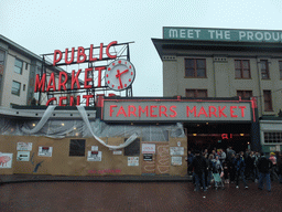 Front of Pike Place Market at the crossing of 1st Avenue and Pike Street