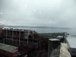 View from Pike Place Market on Elliott Bay, the Seattle Aquarium and other neighbouring buildings
