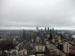 Skyline of Seattle and the Qwest Field football stadium, viewed from the Space Needle