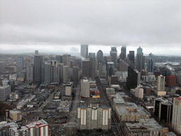 Skyline of Seattle and the Qwest Field football stadium, viewed from the Space Needle