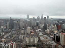 Skyline of Seattle and the Qwest Field football stadium, viewed from the Space Needle