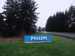 Philips sign at the road leading to Philips Oral Healthcare offices in Bothell