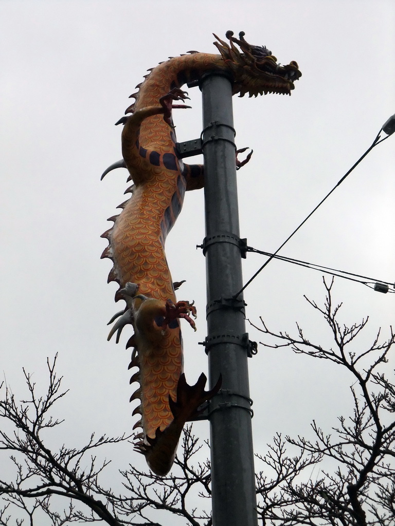 Lantern pole with dragon at the International District