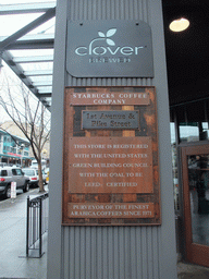 Sign at the Starbucks store at the crossing of 1st Avenue and Pike Street