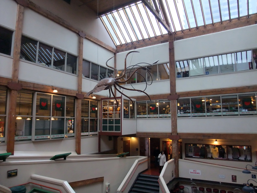 Replica of an octopus, hanging on the ceiling at Pike Place Market