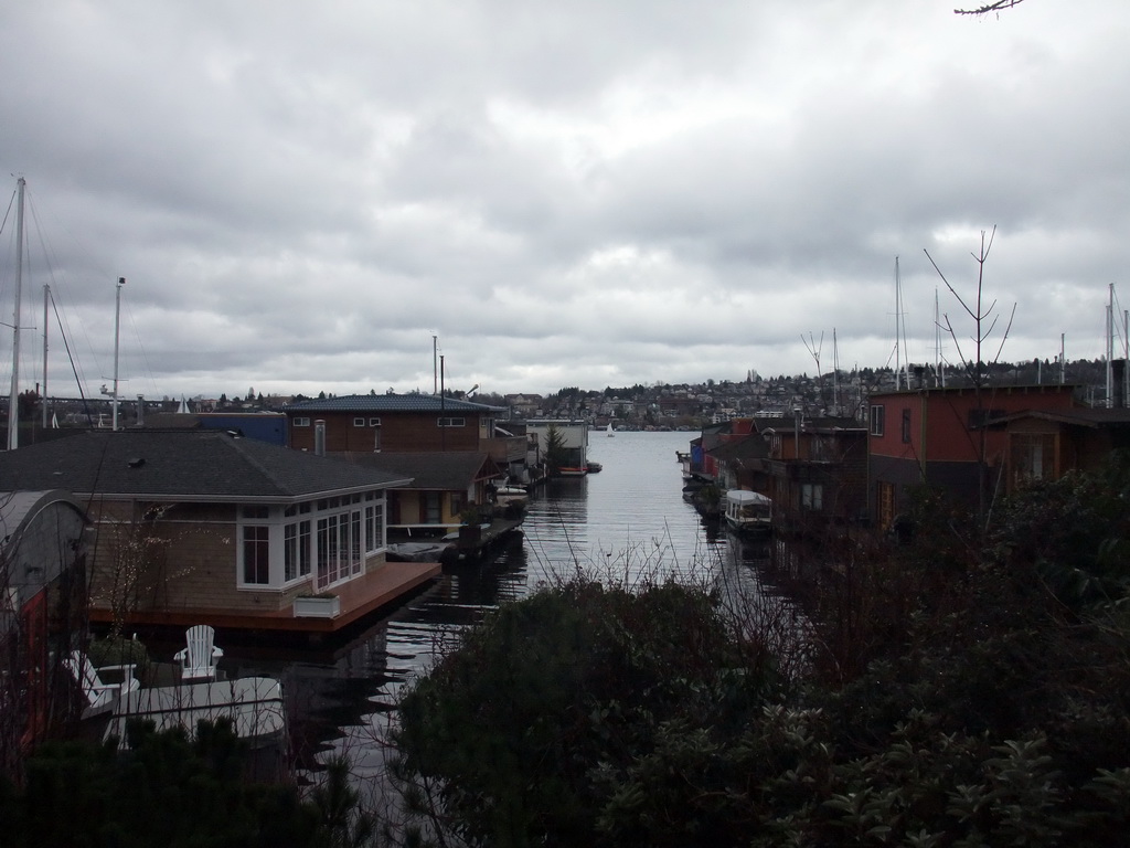 Boat houses at the west side of Lake Union