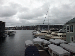 Boats at Julie`s Landing Marina at the west side of Lake Union