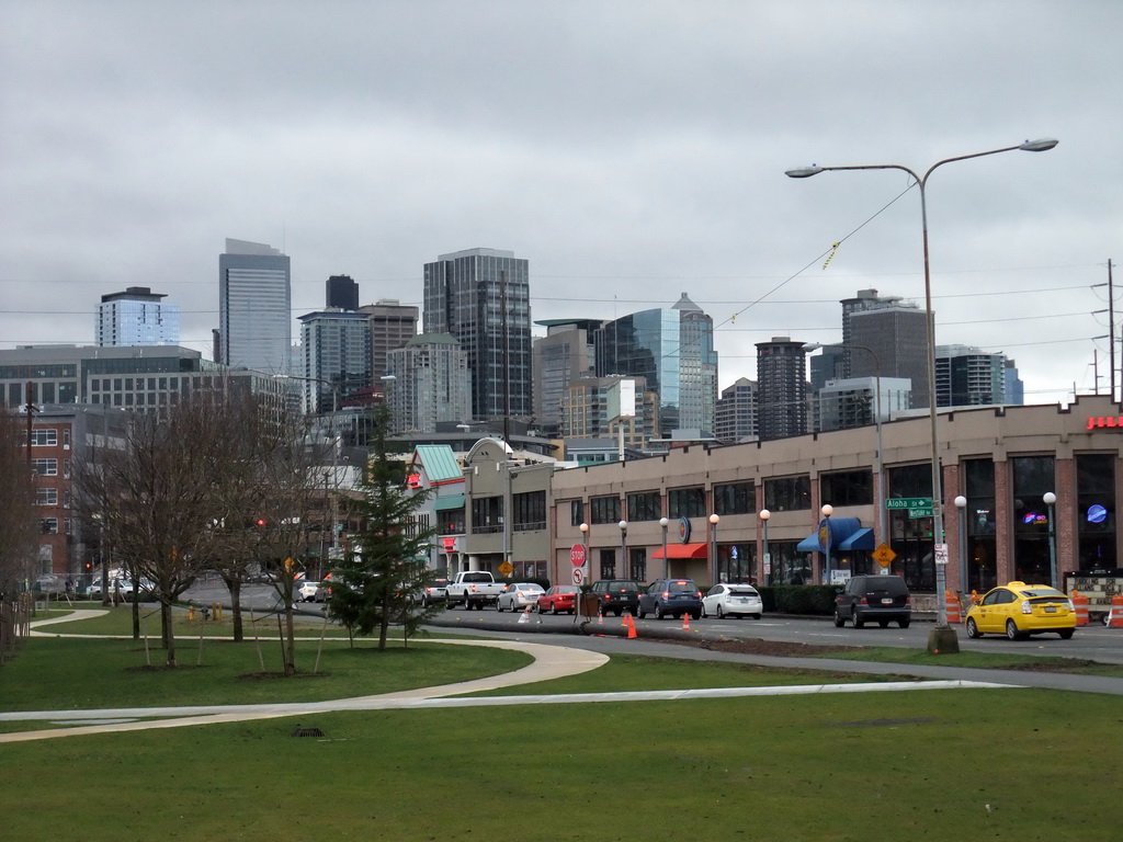 Skyline of Seattle, viewed from Lake Union Park