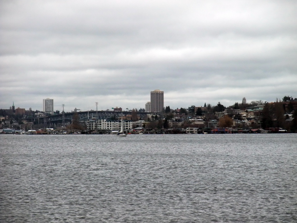 Lake Union with the Ship Canal Bridge, viewed from Lake Union Park