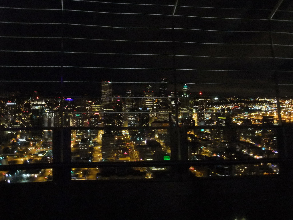 Skyline of Seattle, viewed from the Space Needle, by night