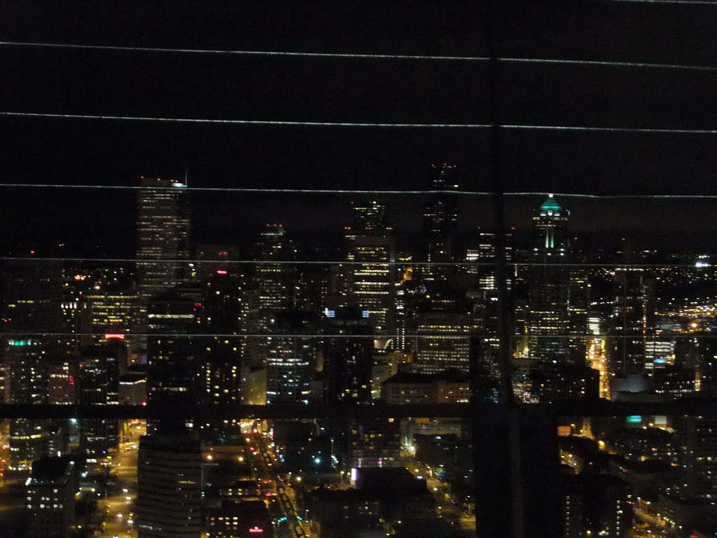 Skyline of Seattle, viewed from the Space Needle, by night