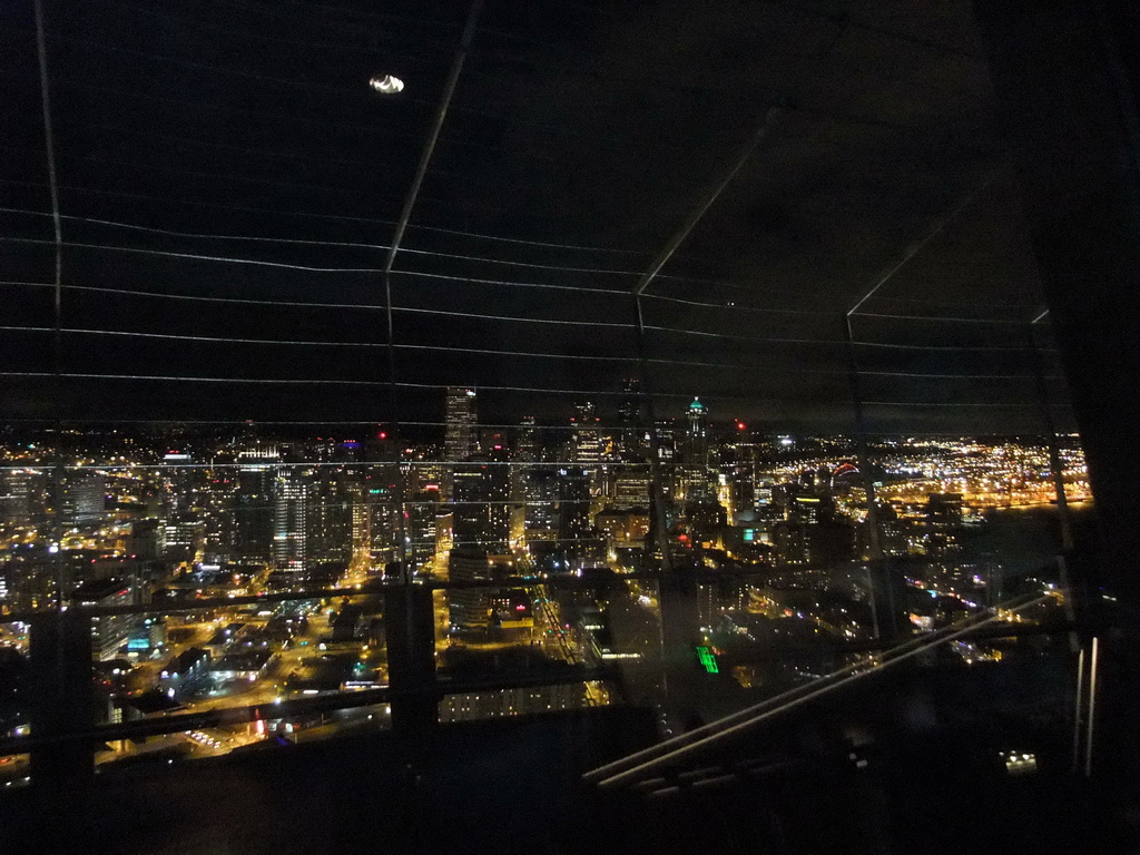 Skyline of Seattle, viewed from the Space Needle, by night