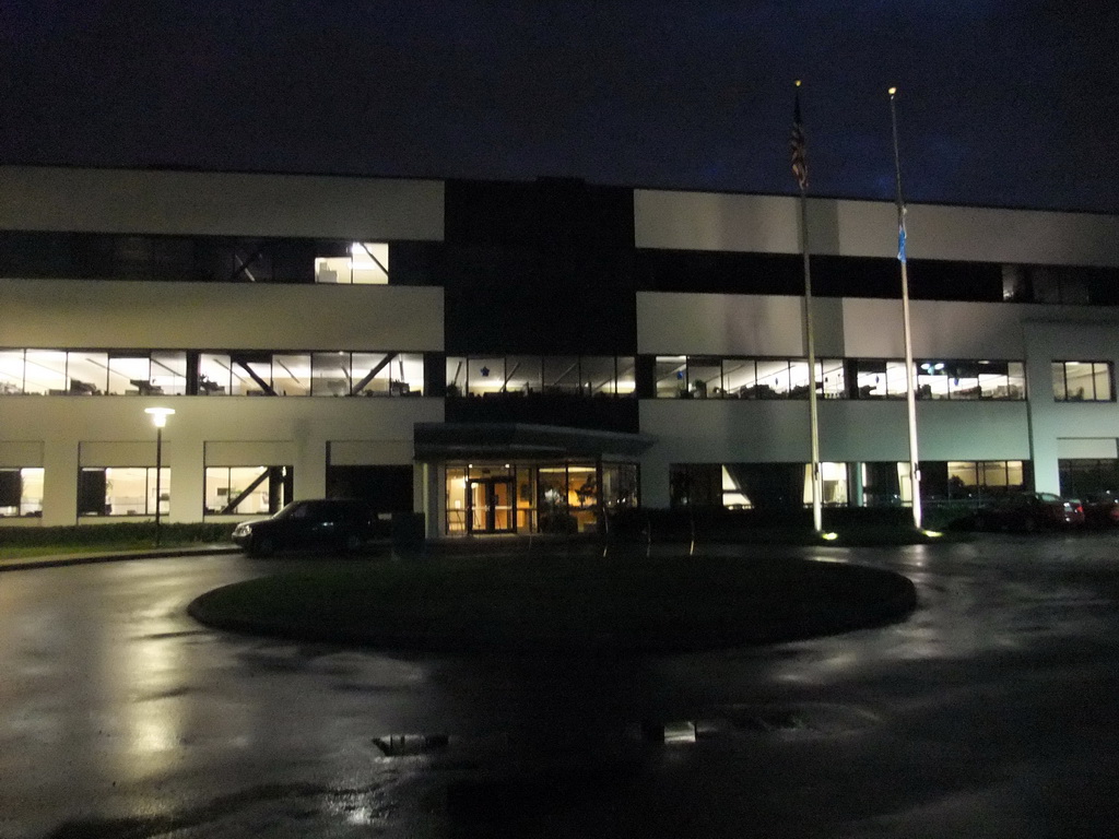 Front of Philips Oral Healthcare offices in Bothell, by night