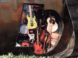 Guitars in a window at the side of the Experience Music Project Science Fiction Museum